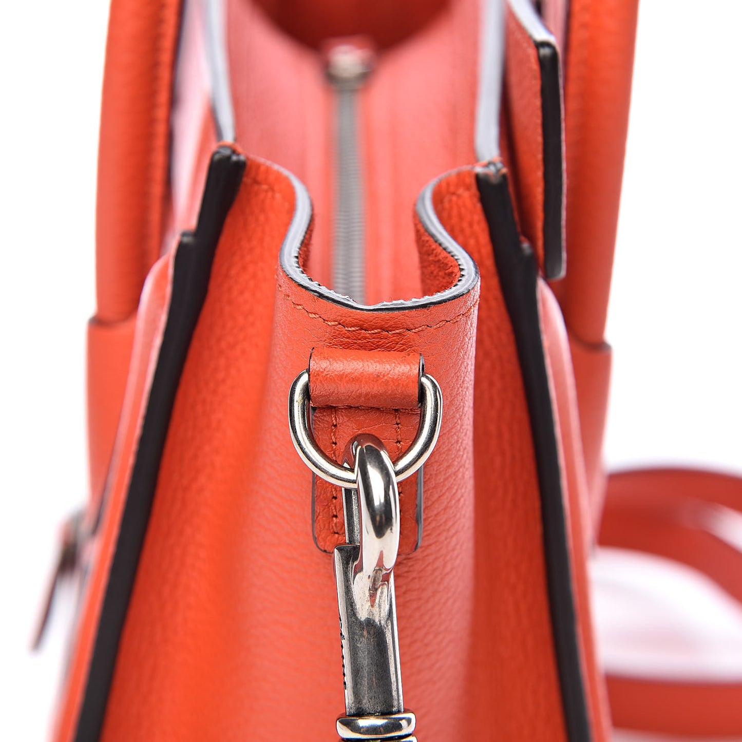 Drummed Calfskin Nano Luggage Vermillion