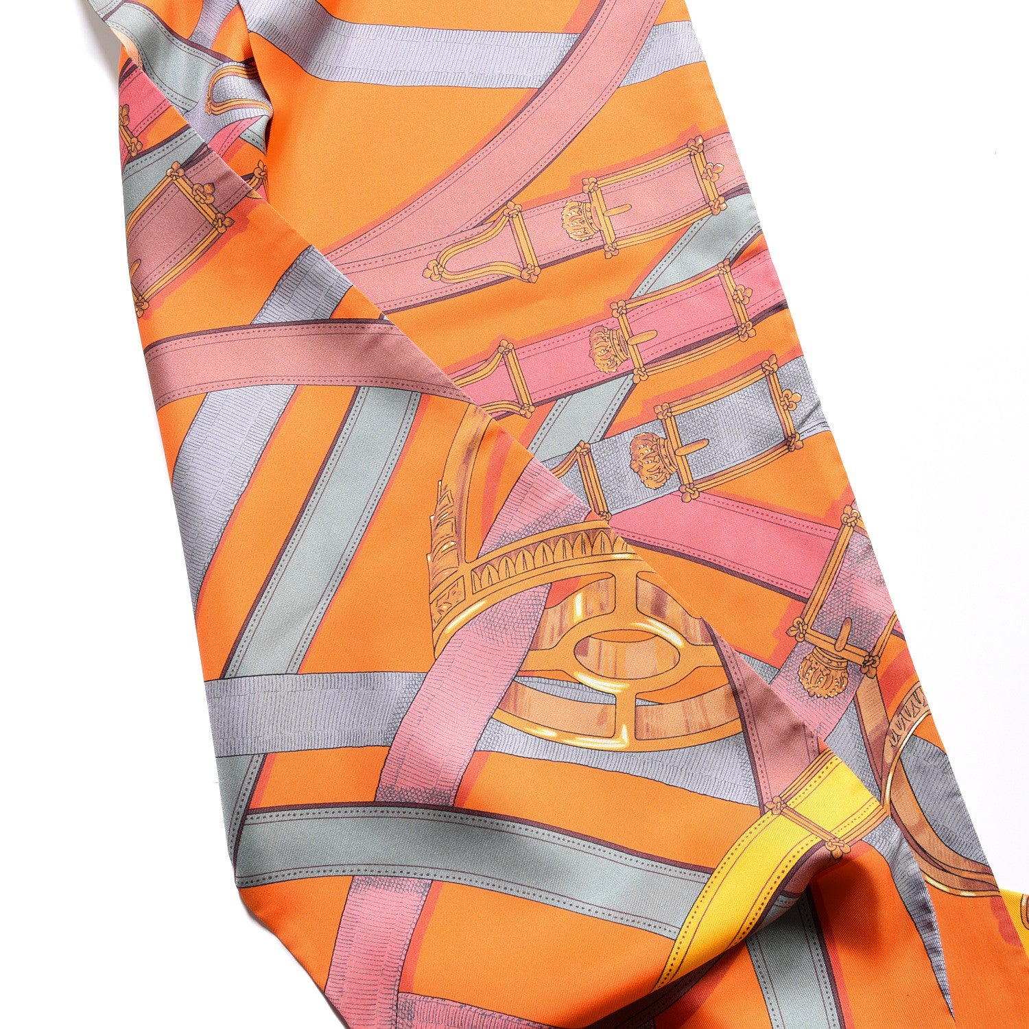 Hermes Silk Cavalcadour Maxi Twilly Orange Argile Bouton D'Or 3 of 6