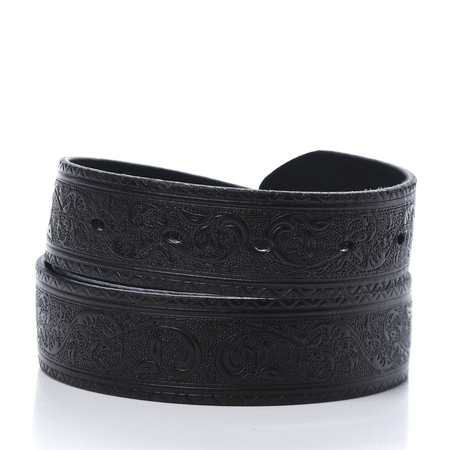 Saint Laurent Calfskin Embossed Monogram Celtique Belt 85 34 Black 4 of 7