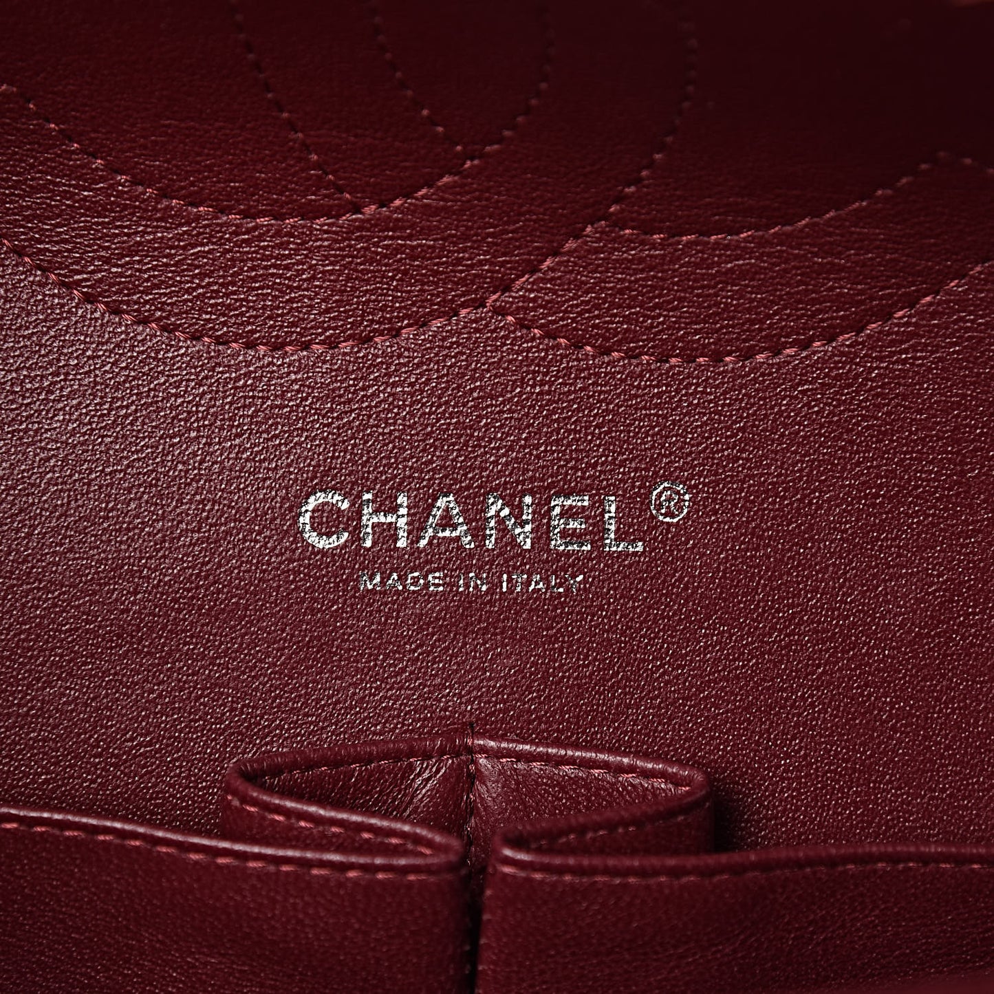 Striated Patent Quilted Jumbo Double Flap Burgundy