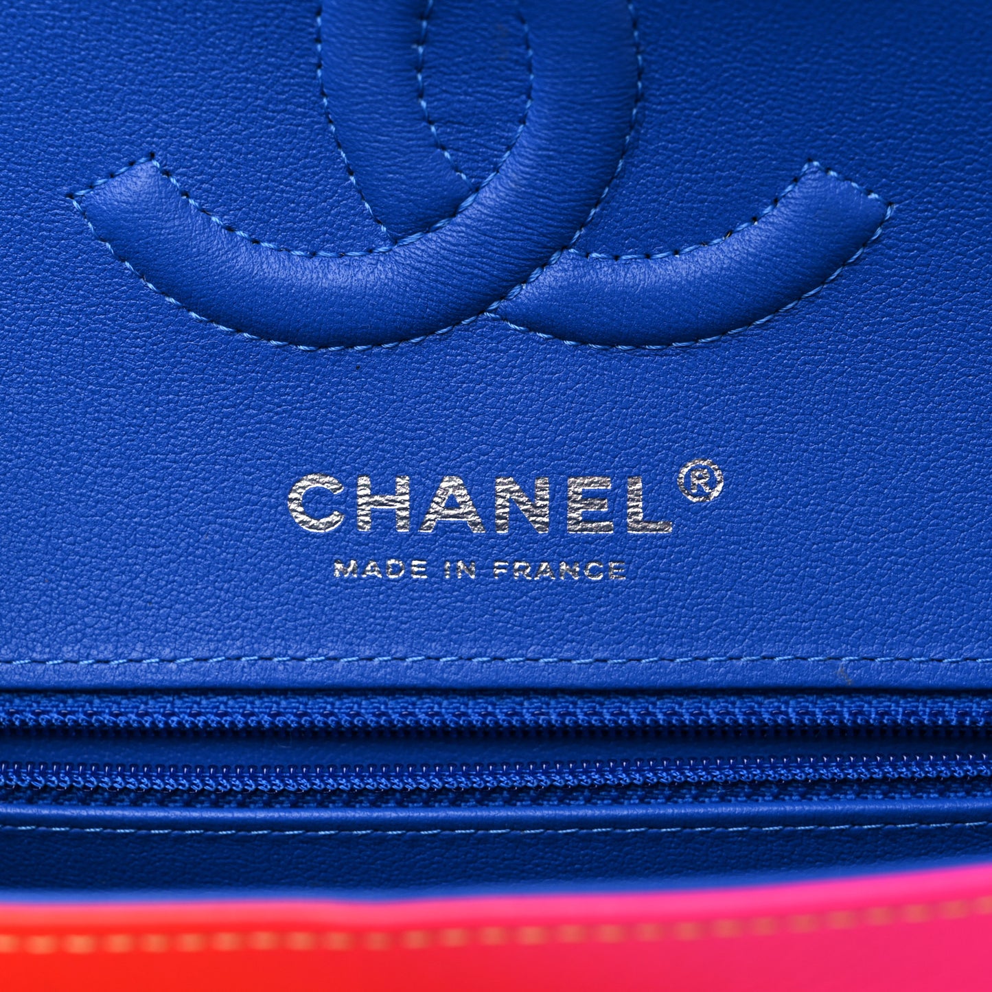 Calfskin Quilted Medium Rainbow Double Flap Multicolor
