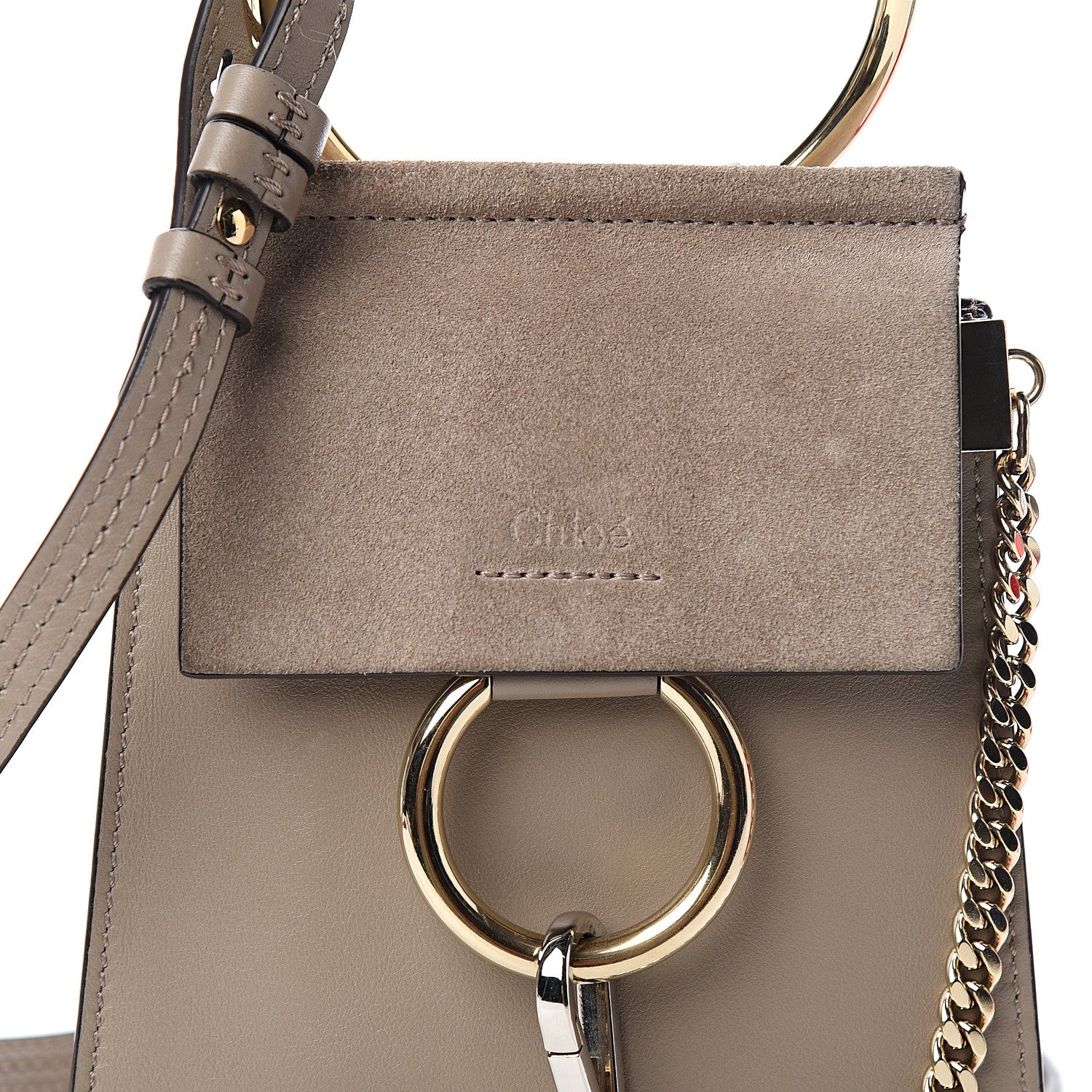 Chloe Suede Calfskin Mini Faye Bracelet Bag Motty Grey 10 of 10