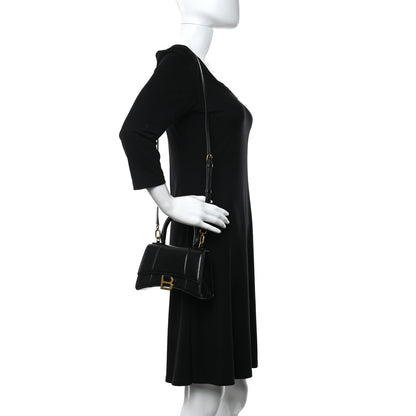 Balenciaga Shiny Box Calfskin Hourglass Top Handle Bag XS Black 2 of 9