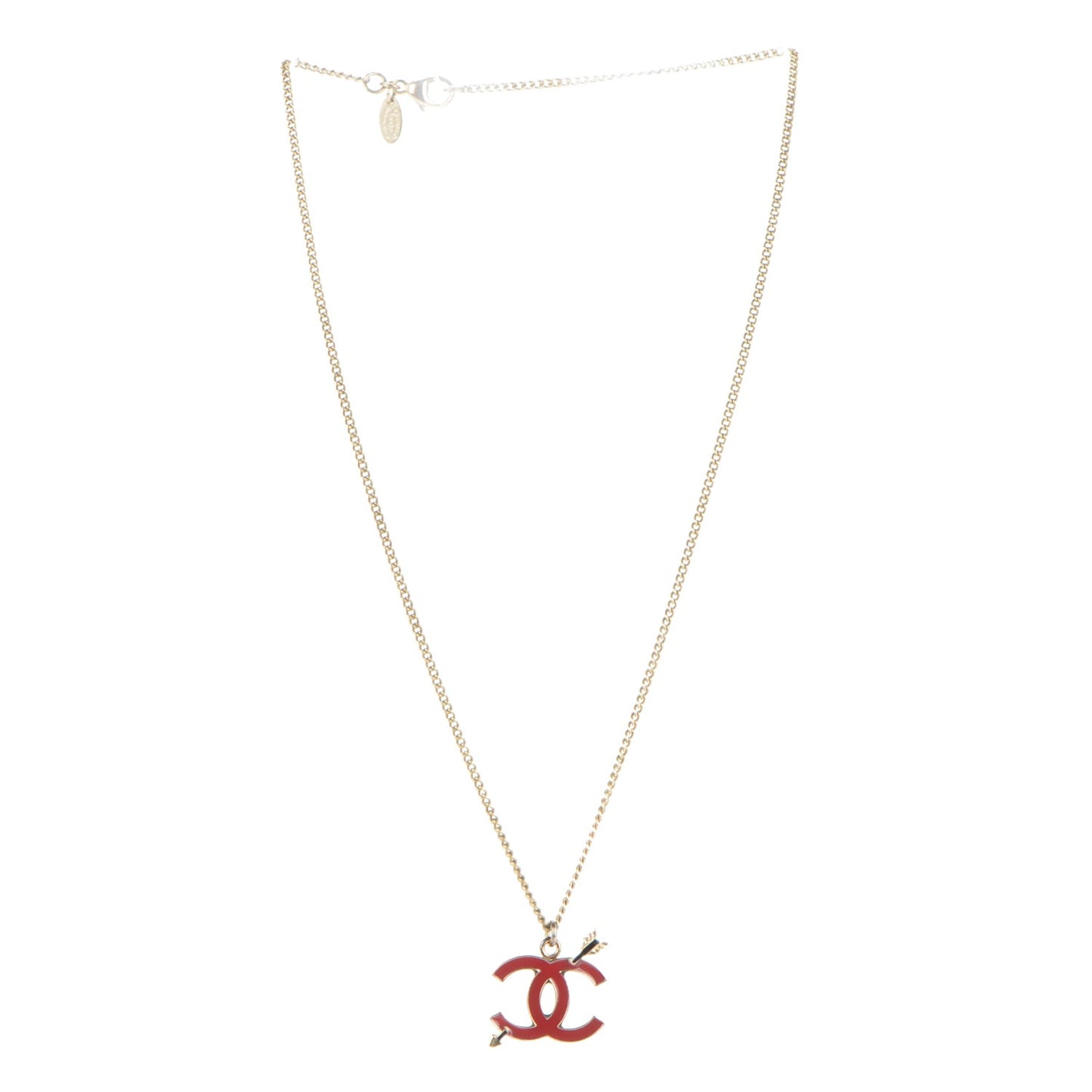 Enamel Arrow CC Necklace Gold Red
