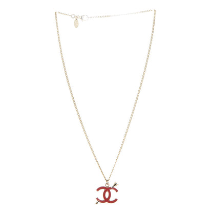 Chanel Enamel Arrow CC Necklace Gold Red 3 of 6