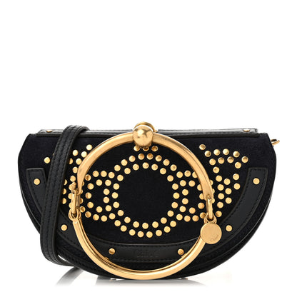 Chloe Suede Calfskin Constellation Studded Small Nile Bracelet Minaudiere Bag Full Blue 1 of 9
