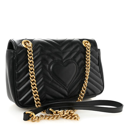 Gucci Calfskin Matelasse Small GG Marmont Shoulder Bag Black 3 of 13