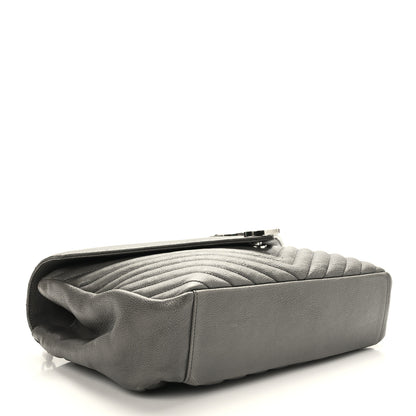 Saint Laurent Sheepskin Matelasse Chevron Monogram Large College Satchel Dark Anthracite 4 of 8