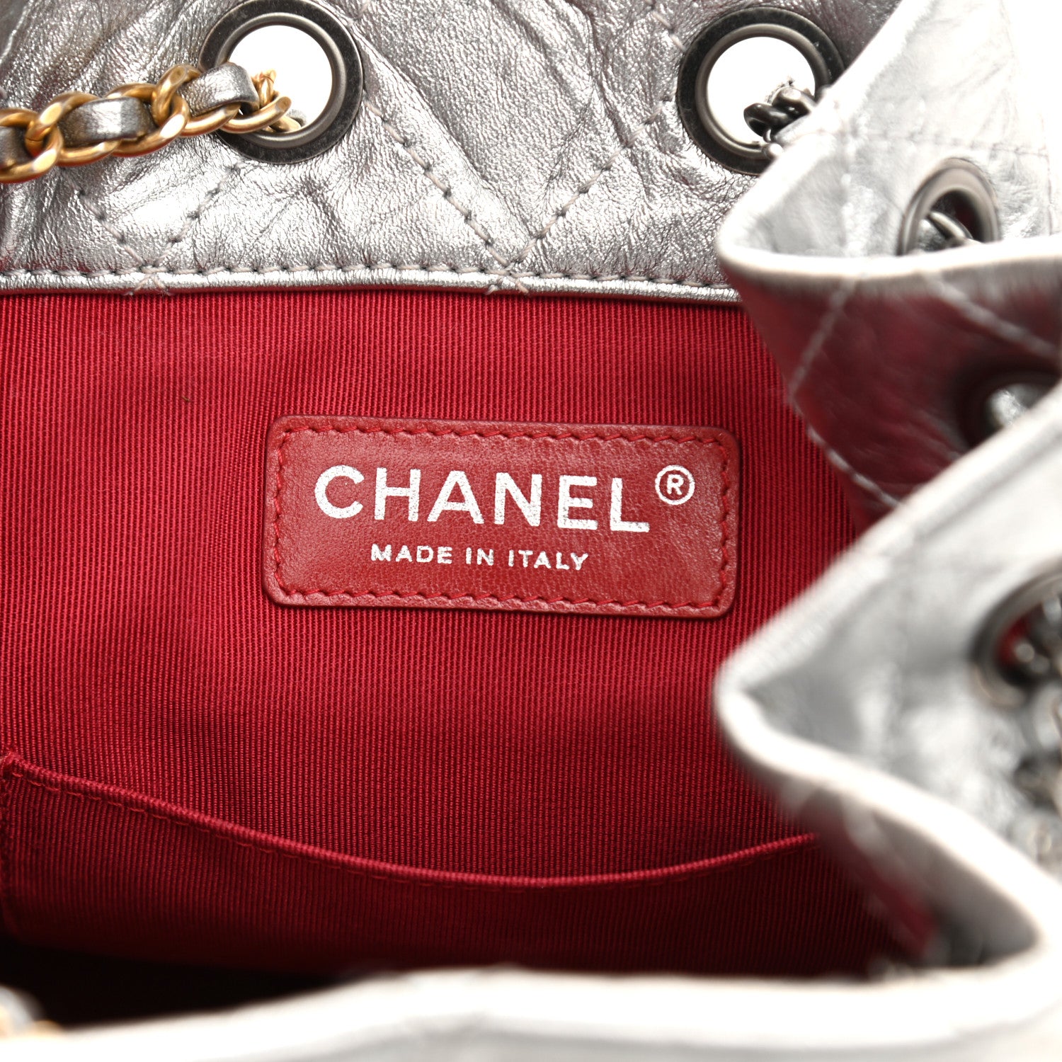 Chanel Metallic Crumpled Calfskin Quilted Small Gabrielle Backpack Silver 7 of 10