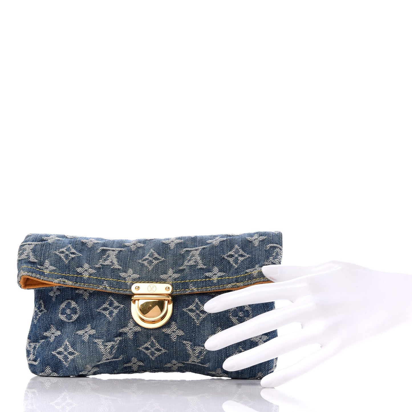 Monogram Denim Pochette Plat Clutch Blue