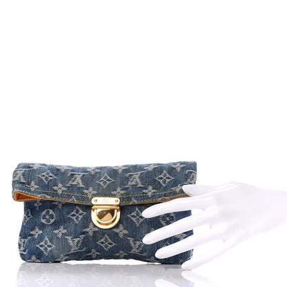 Louis Vuitton Monogram Denim Pochette Plat Clutch Blue 2 of 6
