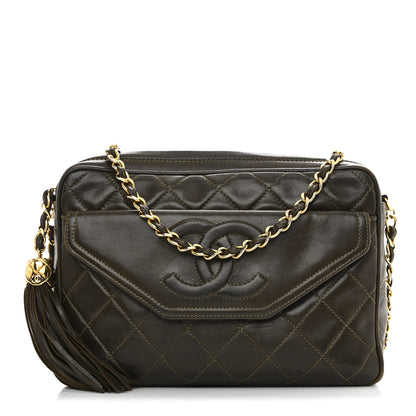 Chanel Lambskin Quilted Tassel Camera Case Brown 1 of 15