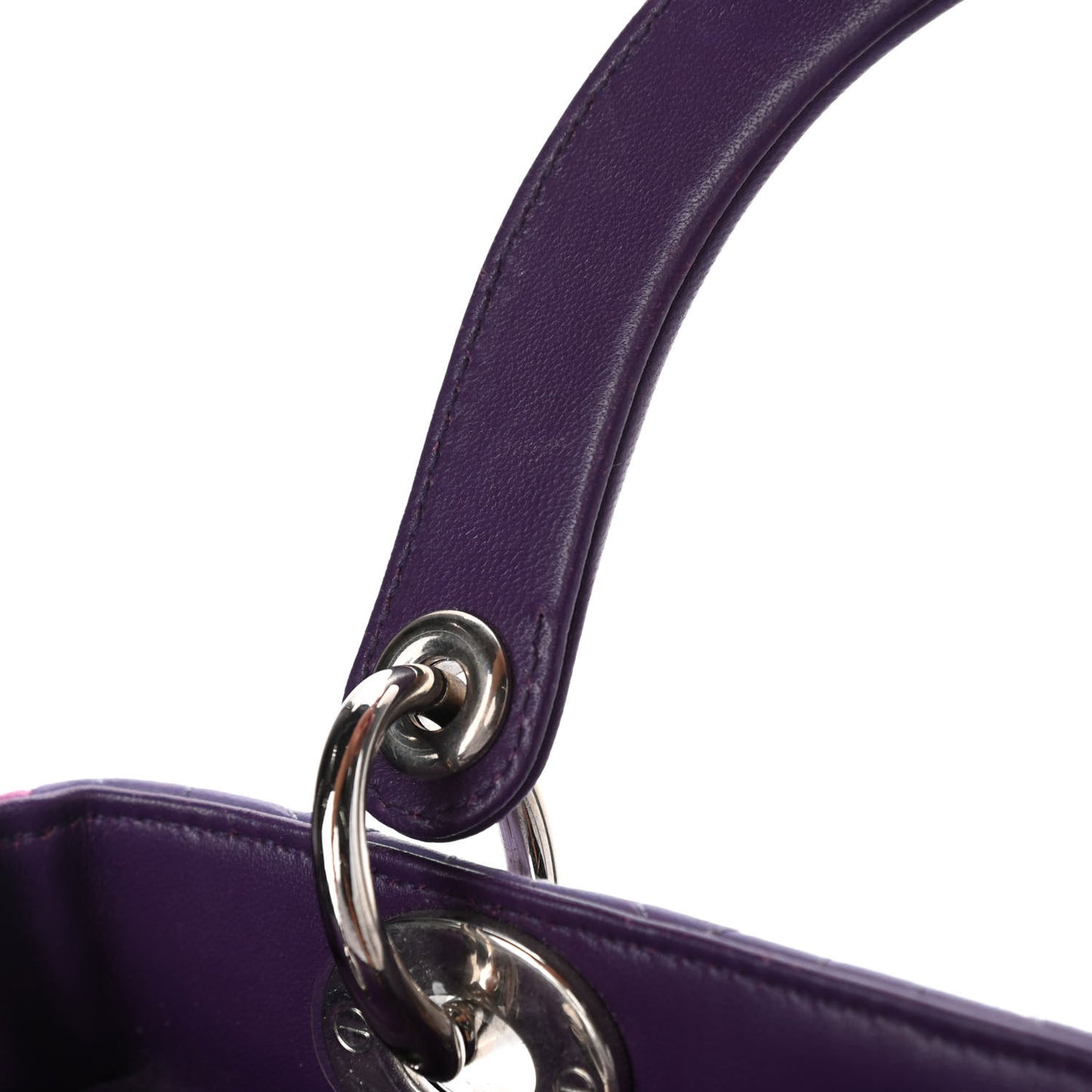 Lambskin Cannage Medium Bi-Color Lady Dior Pink Purple