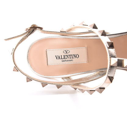 Valentino Garavani Metallic Nappa Rockstud T-Strap Slingback 85mm Sandals 38.5 Skin 7 of 9