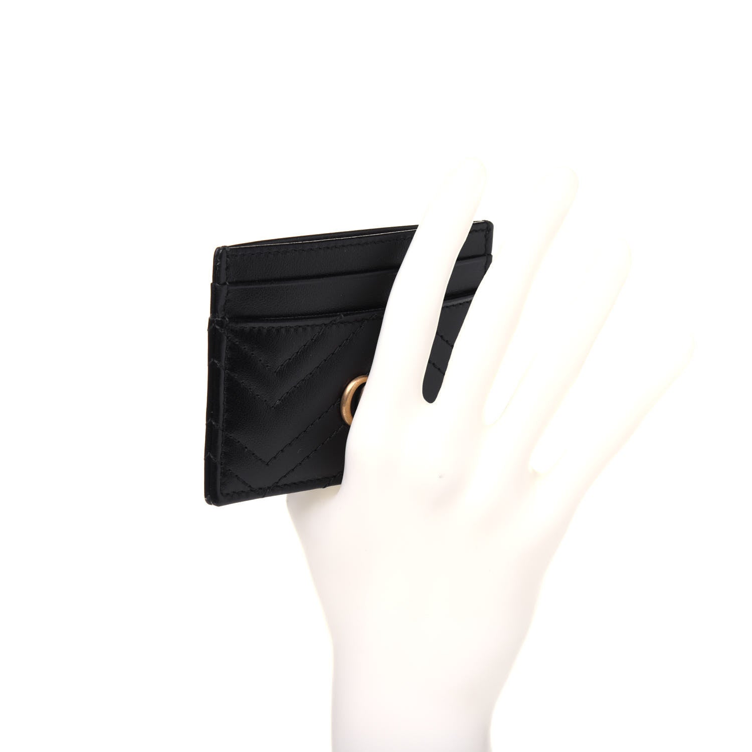Gucci Calfskin Matelasse GG Marmont Card Holder Black 2 of 11