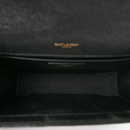 Saint Laurent Grain De Poudre Textured Mixed Matelasse Triquilt Medium Monogram Satchel Black 5 of 10
