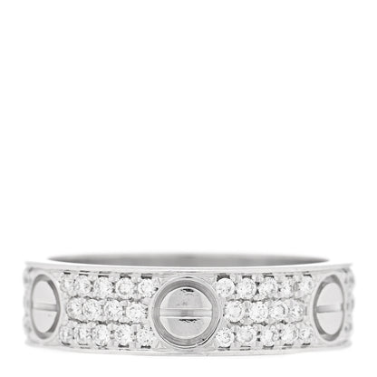 Cartier 18K White Gold Diamond Paved LOVE Wedding Band Ring 56 7.5 3 of 4