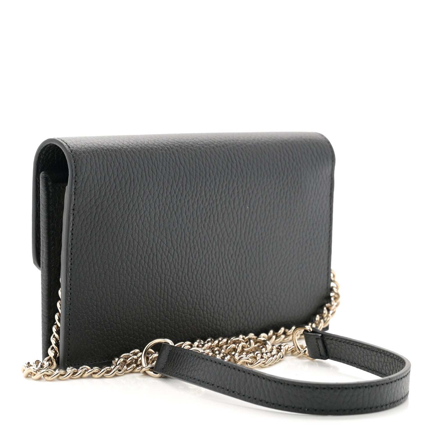 Gucci Dollar Calfskin Interlocking G Chain Wallet Black 3 of 11