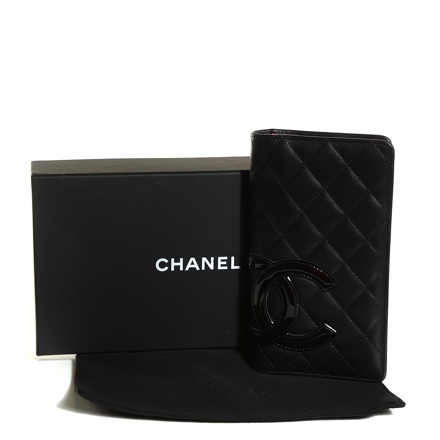 Calfskin Quilted Cambon Yen Wallet Black