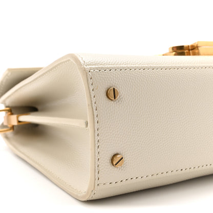Saint Laurent Grain de Poudre Mini Classic Monogram Cassandra Top Handle Vintage White 8 of 9