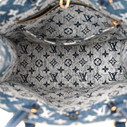 Louis Vuitton Monogram Jacquard Denim Onthego MM Bleu 5 of 9