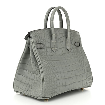 Hermes Matte Alligator Birkin 25 Gris Ciment 3 of 11