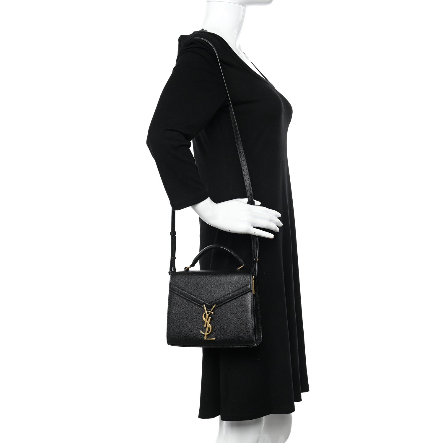 Saint Laurent Grain de Poudre Mini Classic Monogram Cassandra Top Handle Black 2 of 9
