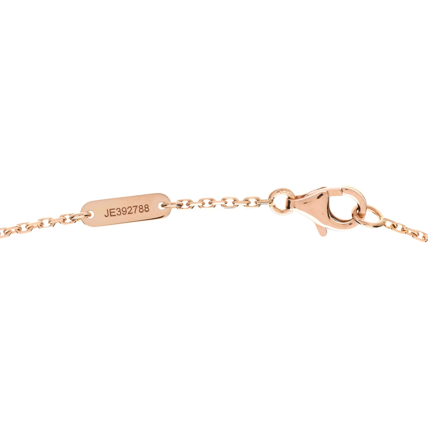 18K Rose Gold Diamond Pink Porcelain Vintage Alhambra Pendant Necklace