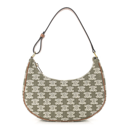 Celine Canvas Calfskin Ava Triomphe Shoulder Bag Green 1 of 11