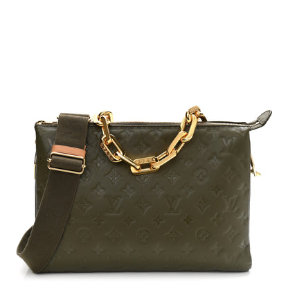 Louis Vuitton Lambskin Embossed Monogram Coussin MM Khaki 1 of 10