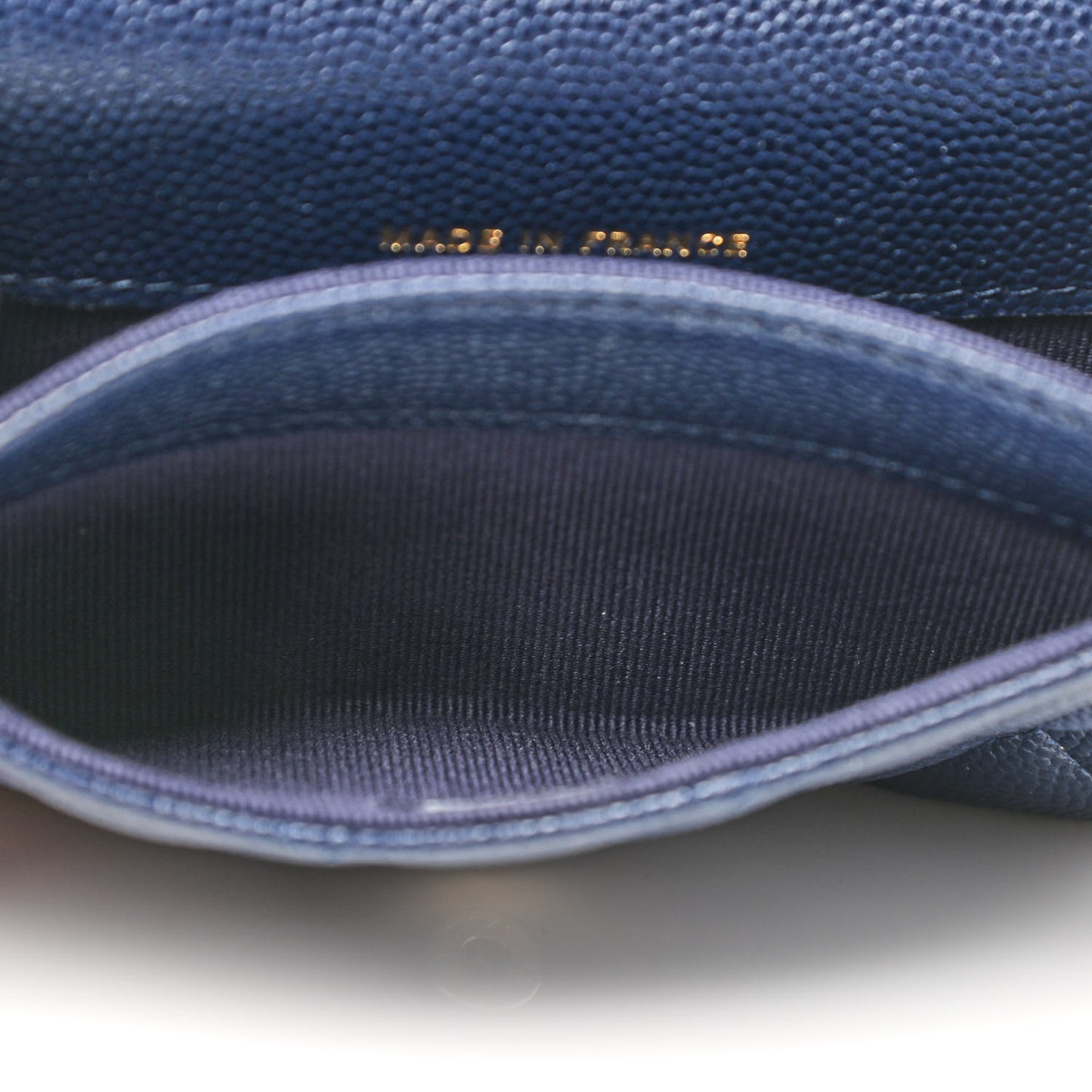 Caviar Quilted Flap Card Holder Wallet Navy