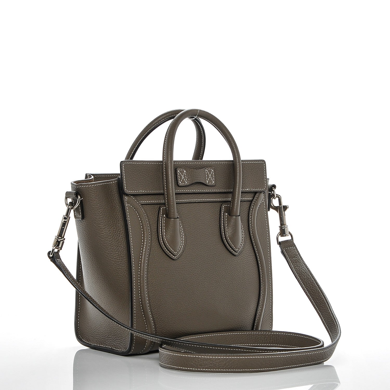 Celine Drummed Calfskin Nano Luggage Souris 3 of 6