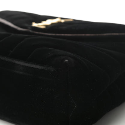 Saint Laurent Velvet Y Quilted Monogram Small Loulou Chain Satchel Black 10 of 17