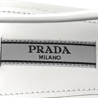 Prada Spazzolato Triangle Logo Pointed Toe 75mm Slingback Pumps 38 White 9 of 13