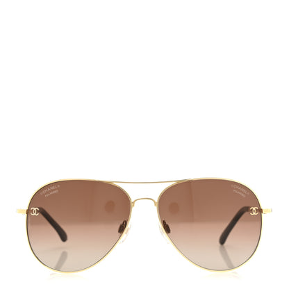Chanel Aviator CC Sunglasses 4189-T-Q Gold 2 of 8