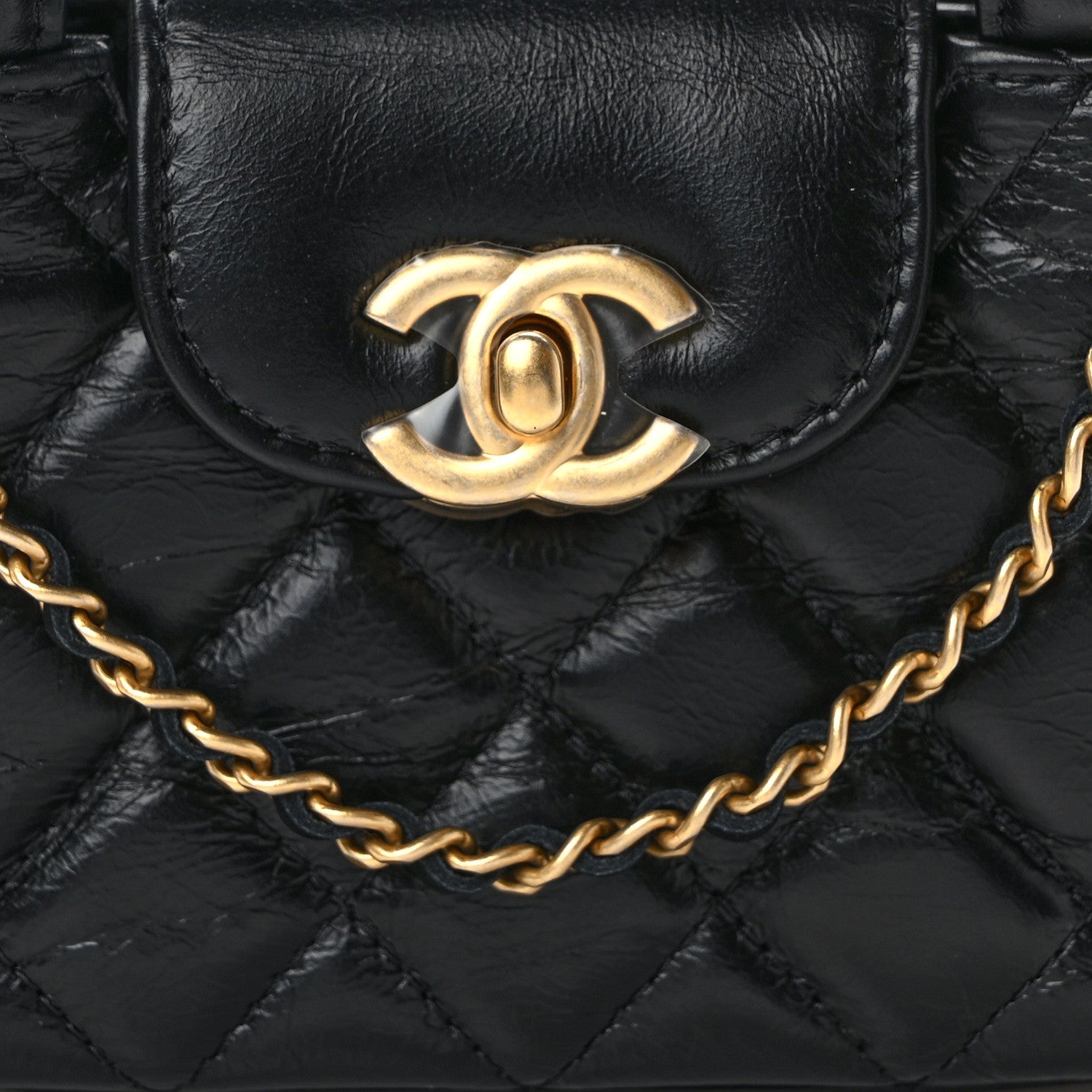 Chanel Shiny Aged Calfskin Quilted Mini Nano Kelly Shopper Black 8 of 12