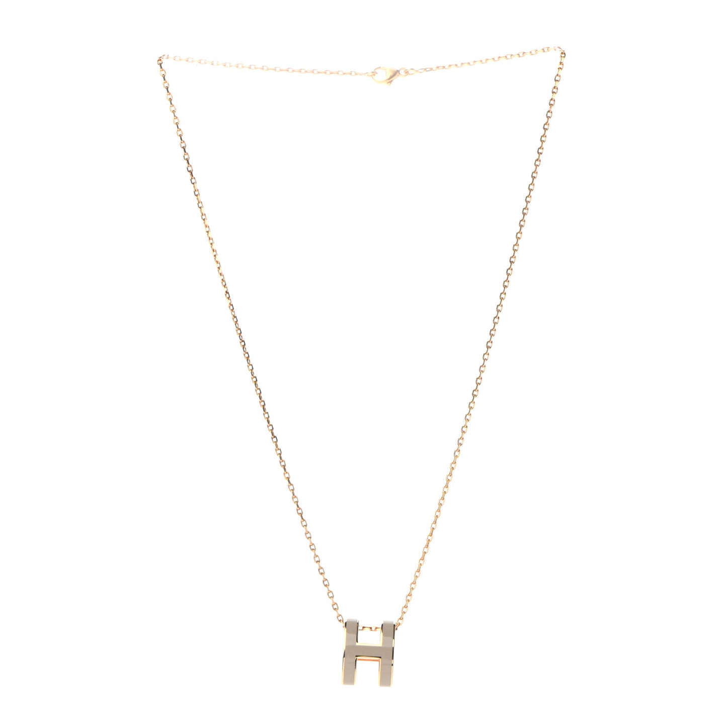 Lacquered Gold Pop H Pendant Necklace Marron Glace