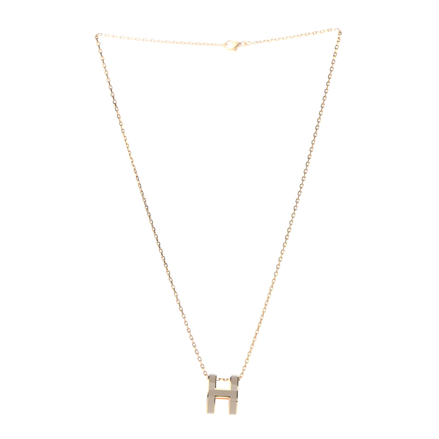 Hermes Lacquered Gold Pop H Pendant Necklace Marron Glace 3 of 7