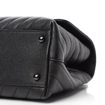 Chanel Caviar Chevron Quilted Small Coco Handle Flap So Black 7 of 10