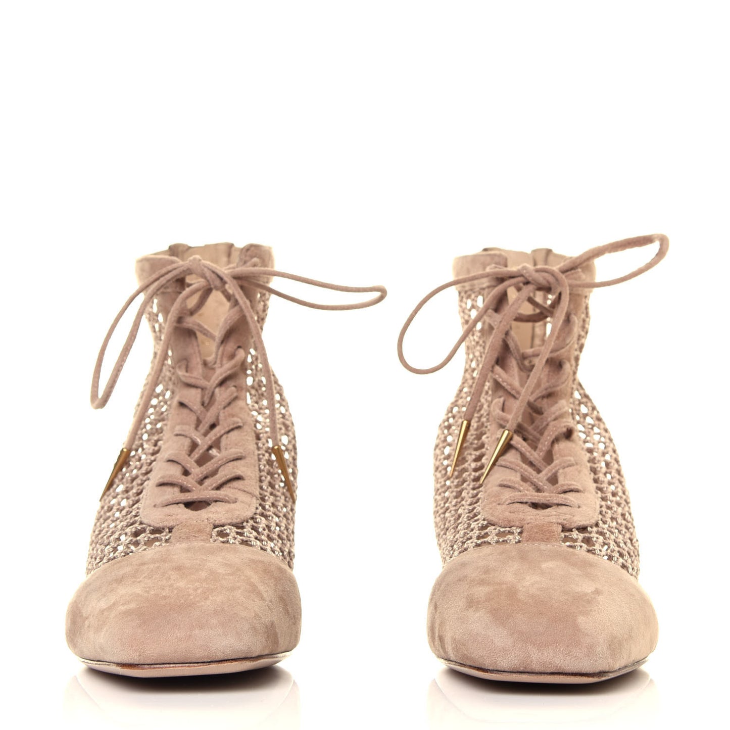 Suede Resille Naughtily-D 30mm Ankle Boots 38.5 Nude