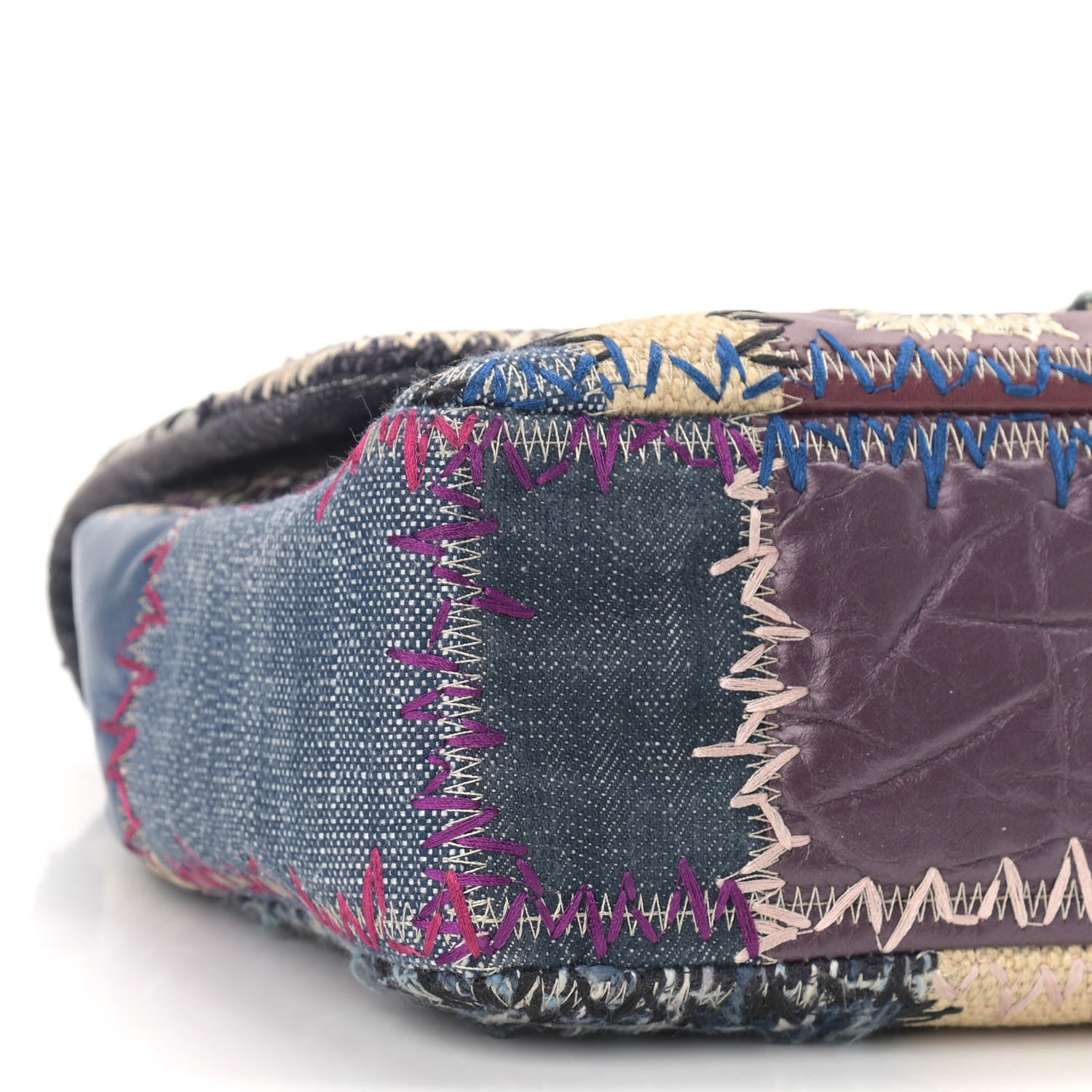 Chanel Denim Tweed Patchwork Jumbo Single Flap Multicolor 8 of 11