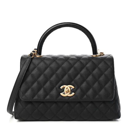 Chanel Caviar Lizard Quilted Small Coco Handle Flap Black 1 of 8