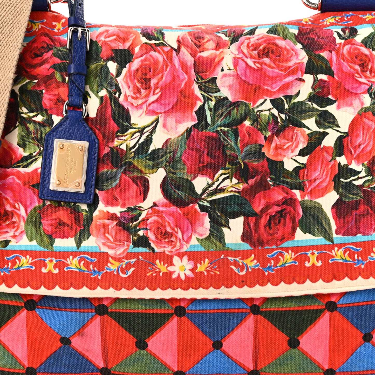 Canvas Printed Extra Large Miss Sicily Satchel Multicolor