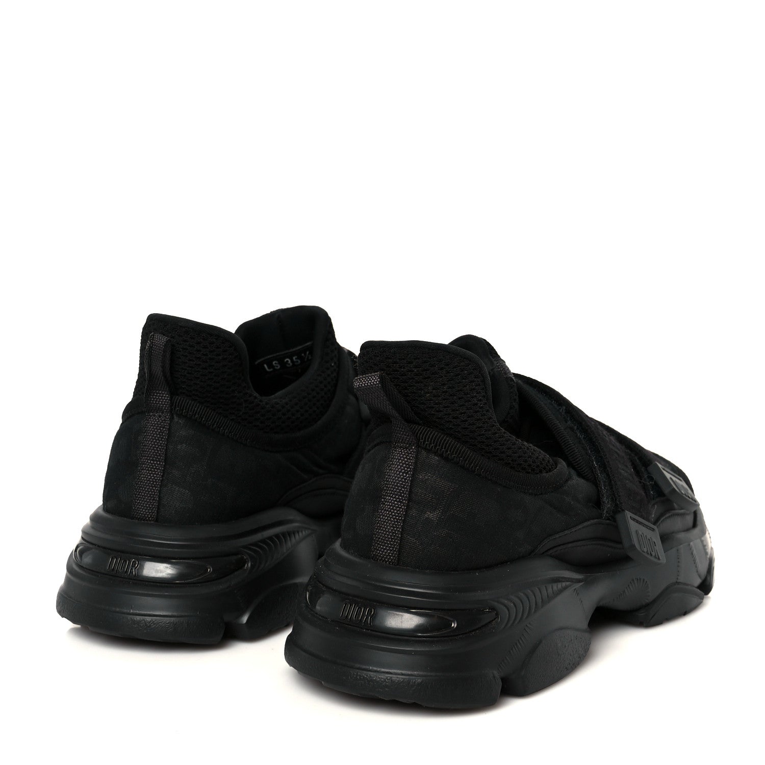 Christian Dior Shiny Oblique Technical Fabric Nylon Womens D-Wander Sneakers 35.5 Black 5 of 10