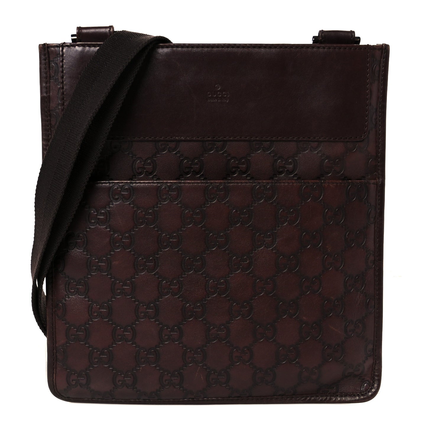 Guccissima Medium Flat Messenger Bag Dark Brown Dark Brown