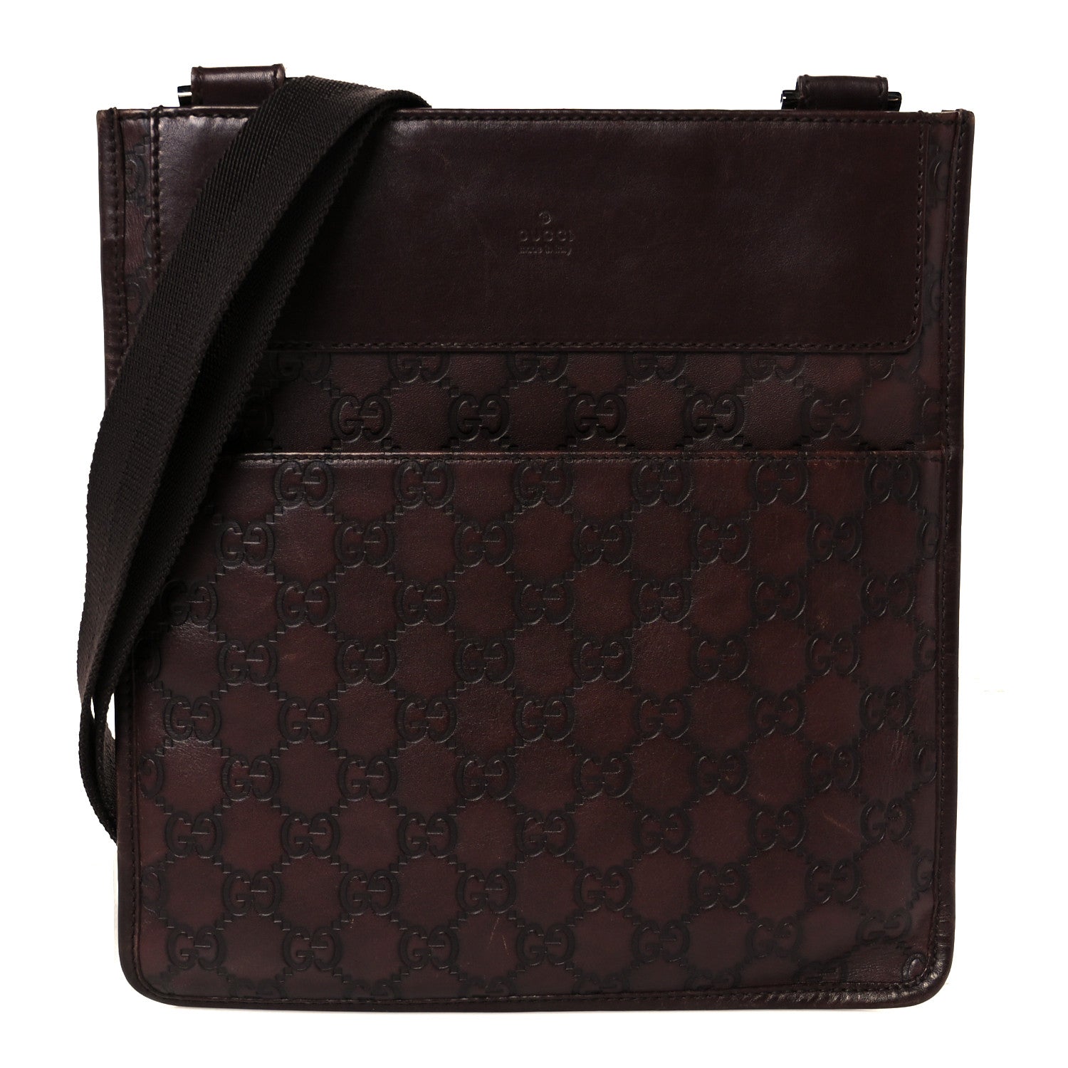 Gucci Guccissima Medium Flat Messenger Bag Dark Brown Dark Brown 1 of 10