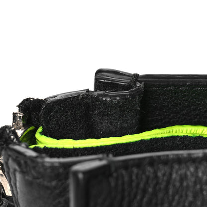 Balenciaga Calfskin Papier Mini A4 Zip Around Tote Black Chartreuse 12 of 13