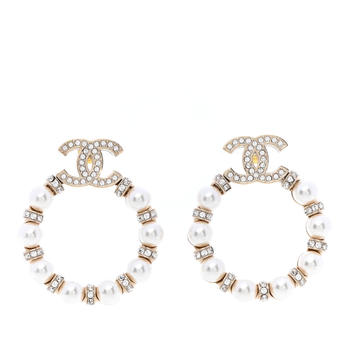 Pearl Crystal Nefertiti CC Drop Earrings Gold