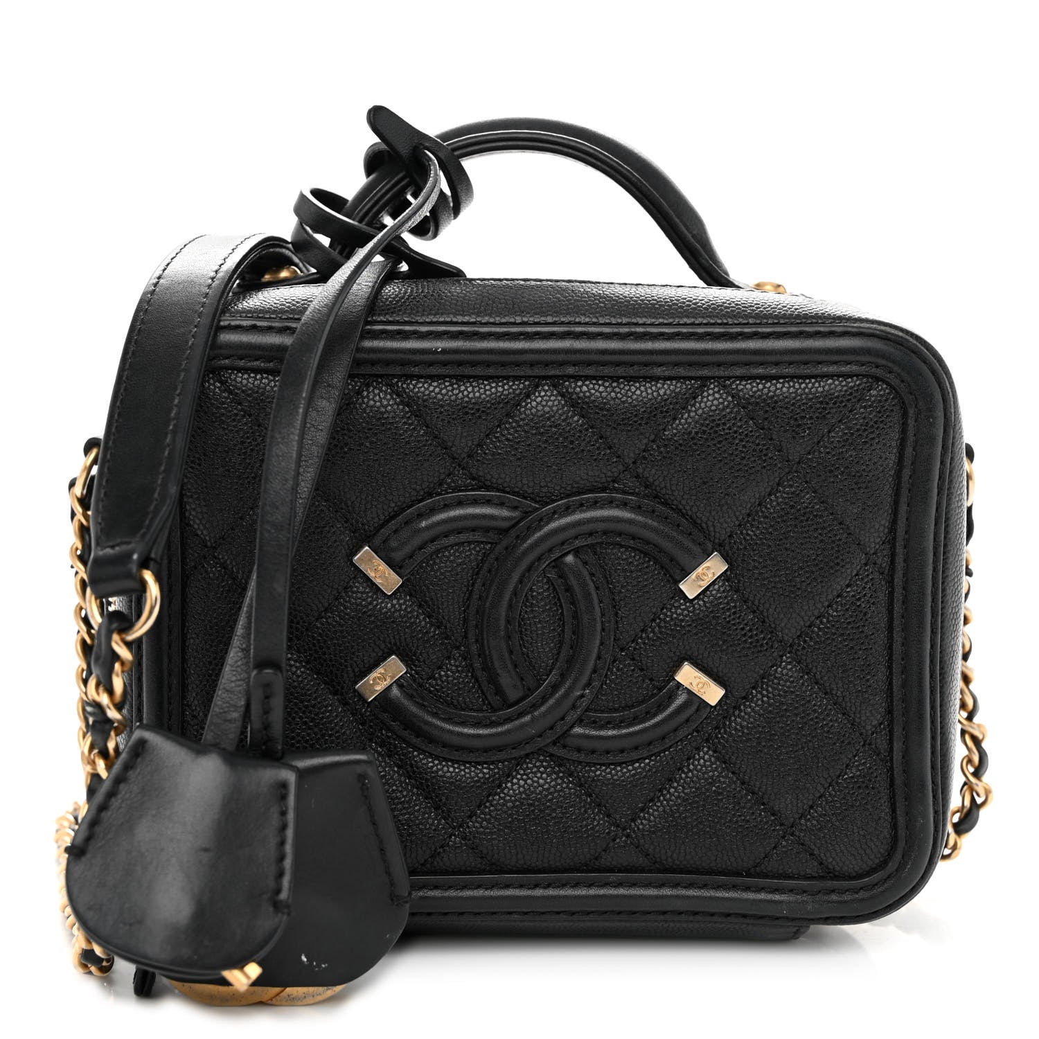 Chanel Caviar Quilted Small CC Filigree Vanity Case Black 1 of 9