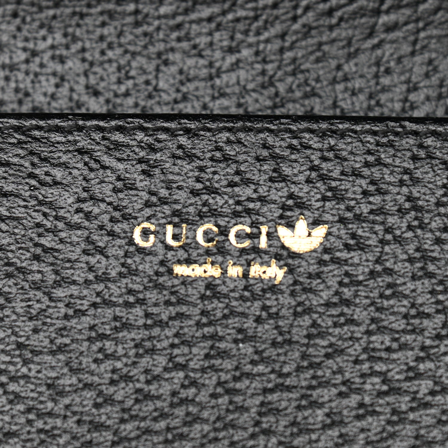 Gucci X ADIDAS Textured Dollar Calfskin Trefoil Embossed Wallet On Chain Off White Black 6 of 10